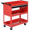 Easycomfort DURHAND Carrello Porta Attrezzi con Manico, Cassetto e 3 Ripiani, in Lamiera di Acciaio, 82x35x76 cm, Rosso