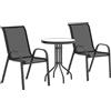 EasyComfort Set da Giardino 3 Pezzi con 2 Sedie da Giardino 54x71x93 cm e Tavolino Rotondo Ø60x71 cm in Acciaio Nero
