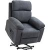 Easycomfort Poltrona Alzapersona Reclinabile fino a 135° con 8 Punti Massaggianti, Telecomando e Poggiapiedi 89x99x103 cm, Grigio