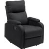 EasyComfort Poltrona Reclinabile Manualmente a 60° Extra Imbottita in Tessuto con Poggiapiedi, Nero