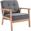 Easycomfort Poltrona Stile Scandinavo Imbottita e Trapuntata a Bottoni in Tessuto e Legno, 64.5x70x74cm, Grigio