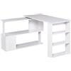 Easycomfort Scrivania ad Angolo con 5 Ripiani, 120 x 100 x 74.5cm, Bianca