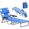 EasyComfort Sdraio da Giardino Pieghevole con Schienale Regolabile, Cuscino e Foro per Viso, Blu Scuro