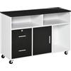 Easycomfort Mobile Porta Stampante con Cassetti, Mobiletto Multiuso per Ufficio e Casa, Nero e Bianco, 100x35x65cm