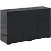 Easycomfort Mobiletto Multiuso Nero con 2 Cassetti e 2 Armadietti ad Apertura a Pressione, 117x36x74cm