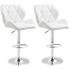 EasyComfort Set 2 Sgabelli Alti da Bar Moderno Girevoli con Altezza Regolabile, Sedia con Rivestimento Similpelle e Base Rotonda, Bianco