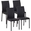 EasyComfort Set 4 Sedie per Cucina e Soggiorno da Pranzo moderno in Finta Pelle con Cuciture a Rombi e Gambe in Metallo, Nero
