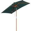 Easycomfort Ombrellone da Giardino 2x1.5 m Inclinabile a 6 Stecche con Palo in Legno e Apertura a Corda, Verde