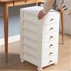 BAKAJI Carrello Cassettiera Portaoggetti Salvaspazio Bianco in Polipropilene 6 Ripiani