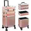 BAKAJI Trolley Makeup 3in1 Valigetta Oro Trucco Estetista Beauty Case Ruote Staccabili