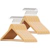 BAKAJI Set 20 Grucce Legno Naturale Barra Portapantaloni Antiscivolo e Gancio Ruotante