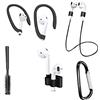 Tiardey 6 pezzi set anti-perso per auricolari wireless,con corda anti-perso per auricolari,custodia,gancio per l'orecchio,spazzola per la pulizia,borsa per moschettone per AirPods - nero