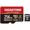 Gigastone 【Progettato per Switch 2】GIGASTONE microSDXC Express 256 GB, SD 7.1, R/W fino a 880/650 MB/s, A1 V30 U3, compatibile con Nintendo Switch 2 e fotocamere professionali, con adattatore SD.