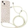 Coalbooliy Custodia con Cordino per iPhone 13 Mini 5,4, Aesthetic Leopard Leopardata Modello Morbido Silicone Bianco Cover Laccio Collana Antiurto Bumper Protettivo Case Cellulare Ragazze, 03