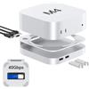 GEWOKLIY 40 Gbps Aluminium Mac mini Dock and Stand, USB 4 Hub for Mac mini M4 and M4 Pro 2024 with 40 Gbps M.2 NVMe SSD Enclosure, Triple USB A 2.0, 3,5 mm Audio Jack Accesories