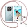 ISOI Cover con Cordino per Xiaomi Redmi Note 14 Pro Plus 5G, Custodia Trasparente con Collana Tracolla Laccio Collo Ultra Sottile Morbido TPU Silicone Antiurto AntiGraffio Case, Rosa
