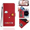 Jeffene Custodia Portafoglio a Libro per Samsung Galaxy S24 5G/S25 5G (6,2 Pollici) con Porta Carte,Design Gatto Carino - Pelle PU Antiurto + Supporto Stand,Libro Flip con Chiusura Magnetica,Rosso
