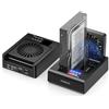 FIDECO Docking station per dischi rigidi HDD, USB C 10 Gbps M.2 NVMe SSD/5 Gbps SATA HDD con clonazione bidirezionale offline, lettore di dischi rigidi SSD con ventola ribaltabile
