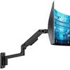 ARES WING Supporto Monitor Muro per Monitor 17-49 Pollici, Braccio Monitor Muro Singolo con Molla a Gas Ergonomico Regolabile in Altezza, Rotazione e Inclinabile, Max VESA75/100 mm, Fino a 20kg