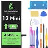 LL TRADER - Batteria per iPhone 12 Mini, 4500mAh Batteria al litio polimero ad alta capacità con strumenti di riparazione 2025
