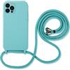 Hadwii Cover con Cordino per iPhone 14 Plus, Custodia con Regolabile Collana, Morbido Silicone Case con Laccio Tracolla [Antiurto] [AntiGraffio] Custodia per iPhone 14 Plus, Blu Ghiacciaio