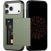 Nekiyo Tech Custodia Porta Carte per iPhone 17 Pro, Sottile Portafoglio Antishock Copertura Telefono Protettiva Doppio Strato con Slot Nascosto per Donne & Uomini 6,3 Pollici - Verde