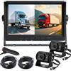 HUACANG AHD 1080P - Telecamera di retromarcia per veicoli e camion, con monitor da 7 pollici a schermo diviso in 2, 2 telecamere impermeabili per retromarcia con visione notturna, con cavo da 15 m, per