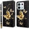 BOLELAW Custodia per Xiaomi Redmi Note 13 Pro 5G / Xiaomi Poco X6 5G con chiusura magnetica [funzione leggio] [scomparti per carte di credito] pelle PU antiurto Smart Wallet Case, Golden Butterfly
