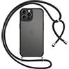 Pnakqil Cover per iPhone 16 Pro con Cordino, Custodia Ultra Sottile Silicone TPU Bumper con Laccio Collana Tracolla Regolabile, Antiurto AntiGraffio Fotocamera Protettiva Case, Nero