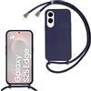 MBSLFY Cover per Cordino con Collana per Samsung Galaxy S25 Edge, Custodia Silicone Morbido con Corda, Case Tracolla Silicone con Necklace Regolabile per Samsung Galaxy S25 Edge, Blu navy