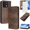 OUEAYIEN Cover per Xiaomi 14T Pro 5G Custodia a Libro con Vetro Temperato Blocco RFID Antiurto Pelle Portafoglio Porta Carte Supporto Vintage Flip Custodia per Xiaomi 14TPro Xiaomi14T Pro 5G Marrone