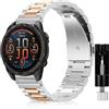 SeNool QuickFit 22mm Cinturino per Garmin Fenix 9/9 Pro/Solar/8/8 Pro(47mm) | per Garmin Fenix E 47mm/7 Pro/7/6 Pro/6/5/Quatix 8 47mm/Descent G2, Elegante Inossidabile Metallo Cinturini, Argento/Oro Rosa