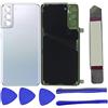 PCTC Galaxy S21 Plus Vetro Posteriore di Ricambio per Samsung Galaxy S21 Plus, con Nastro Adesivo Preinstallato e Obiettivo della Fotocamera + Kit di Riparazione,(Argento Fantasma)