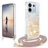 XCYYOO Cover Glitter Liquido con Cordino per Xiaomi Redmi Note 13 Pro 5G - Protezione Antiurto TPU Transparente con Ciondolo Regolabile Collana per Xiaomi Redmi Note 13 Pro 5G Tracolla Catena Custodia
