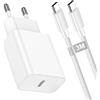 Anssan Caricatore iPhone USB C da 30W, Caricatore USB C Alimentatore Presa con Cavo Type C Lungo Nylon 3M Cavo usb c Carica Adattatore Muro Per iPhone 17 Air/17/16/16e/15 Pro MAX Plus, iPad Pro/MacBook Air