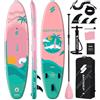 Santasup Tavola da Stand Up Paddle gonfiabile arancione da 3,35 m (11'), con accessori per SUP e ampia posizione, controllo del surf per principianti, piano antiscivolo, guinzaglio, pagaia SUP e pompa
