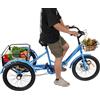 Triciclo Per Adulti 26 Pollici – 6 Velocità, Con Cestino, Portata 110kg, Bianco, Garanzia 3 Anni