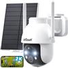 ieGeek 2K 3MP 360 ° Telecamera di sorveglianza solare esterna PTZ HD, batteria esterna con sensore di movimento PIR, visione notturna a colori