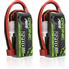 OVONIC Batteria Lipo OVONIC 2s 35C 2200mAh 7.4V Short Pack con Connettore Deans per Aerei ed Elicotteri, Specifica per Auto RC 1:14, Confezione da 2