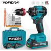 YOFIDRA Trapano elettrico senza spazzole Cacciavite 10MM Trapano a percussione a batteria portatile Utensile elettrico per la lavorazione del legno per batteria Makita 18V