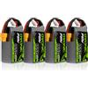 OVONIC Batteria Lipo OVONIC 4s 100C 1550mAh 14.8V con custodia morbida e connettore XT60 per FPV (confezione da 4)