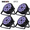 SHEHDS 4PCS In Lega di Alluminio LED Piatto Par 18x12W RGBW/18x18W RGBWA + UV Illuminazione A LED DMX512 Discoteca Professionale Stage DJ Attrezzature