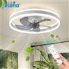 Jelena Ventilatore da soffitto rotondo Lampade con telecomando Camera da letto Soggiorno Sala da pranzo Decorazione domestica Ventilatore moderno con lampada a LED intelligente