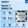 AMD Ryzen 7 9800X3D Gaming CPU R7 9800X3D 5.2GHz 8-Core 16-Thread 104M Game Cache Socket AM5 senza confezione per PC Gamer