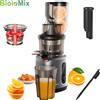 BioloMix Spremiagrumi a freddo con scivolo di alimentazione da 75 mm, potente estrattore di succo a masticazione lenta con motore potente da 200 W 40-65 giri/min per frutta intera