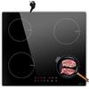 NOXTON Piano cottura a induzione plug-in, 4 zone elettriche da incasso 60 cm, touch, blocco di sicurezza, timer 99 minuti, nero, (UK:2800 W/EU:3500 W)