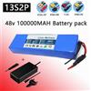 Batteria agli ioni di litio 13S2P 48V 30Ah 100Ah con BMS da 250W 350W 500W 750W 1000W e caricabatterie gratuito da 48V/54,6V