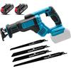 OWJHE Sega a Gattuccio Elettrica Senza Fili 21V 300mm, Velocità Variabile, Utensile per Taglio Metallo e Legno, Compatibile con Batteria Makita