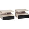HOMCOM Set di 2 tavolini da comodino HOMCOM, tavolini da parete con cassetto scorrevole, scomparto aperto, vassoio, stile moderno
