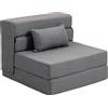HOMCOM Poltrona trasformabile HOMCOM 1 posto 3 in 1, poltrona letto pieghevole, poltrona 1 posto con seduta grande, cuscino incluso, ma